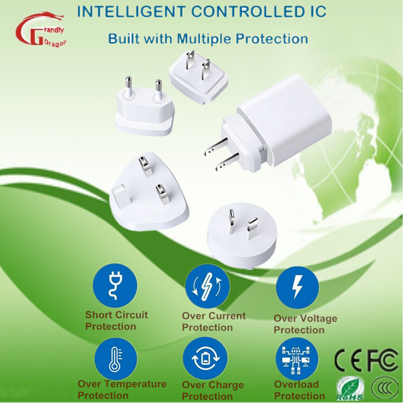 Good Quality GaN18W 20W 30W 45W Pd USB C Super Fast Charger with Interchangeable Detachable AC Plugs(图1)
